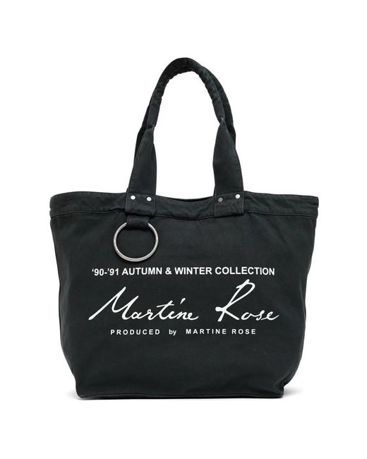 Martine Rose Black Logo-Print Ring-Detail Tote Bag for men