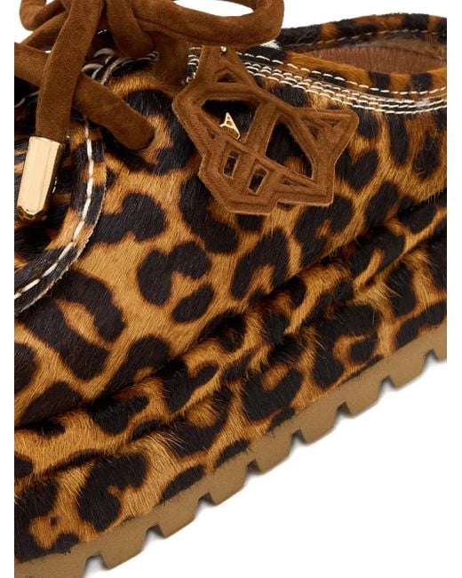 Naked Wolfe Brown Leopard-Print Suede Shearling Ankle Boots
