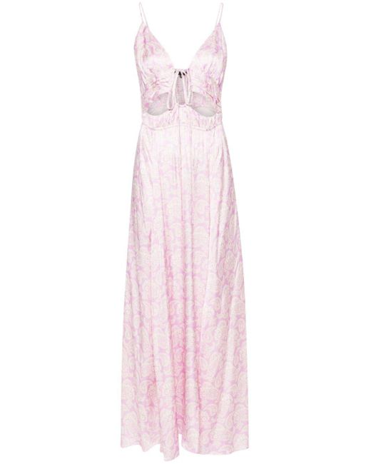Maje Pink Paisley-print Satin Maxi Dress