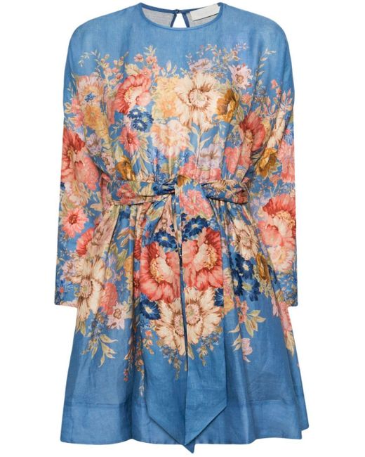 Vestido corto August con estampado floral Zimmermann de color Blue