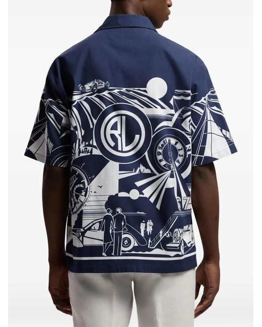 Ralph Lauren Blue Print-Detail Short-Sleeve Shirt for men