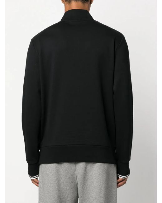 Fred Perry Black Logo-Embroidered Zip-Up Jumper for men