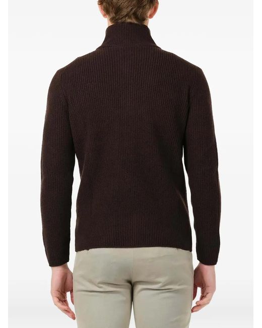 Al Duca D'aosta Blue Ribbed-Knit Zip-Up Sweater for men