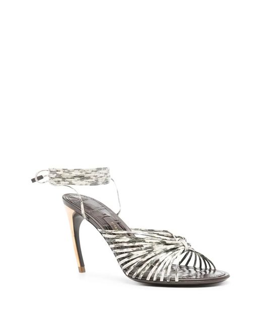 Ferragamo White Caged Design Sandals