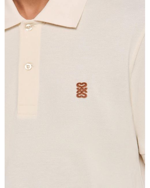 Sandro White Embroidered Cotton Polo Shirt for men