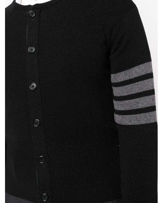 Thom Browne Black 4-Bar Stripe Button-Up Cardigan for men