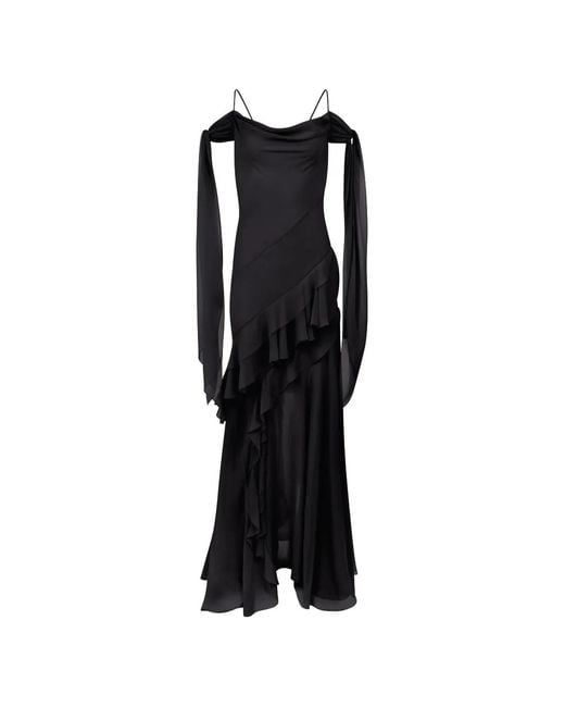 Nina Ricci Black Ruffled Silk Dress