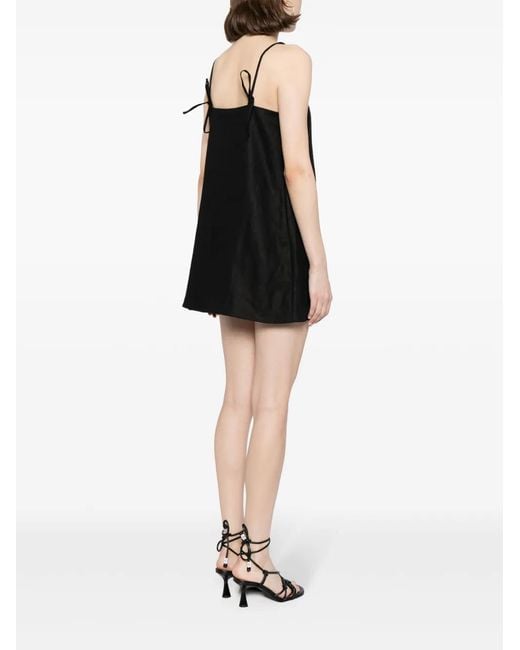 Reformation Black Aubree Linen Minidress