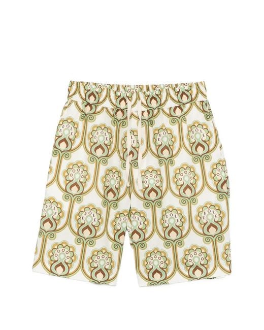 Drole de Monsieur White Print Camp Shorts for men