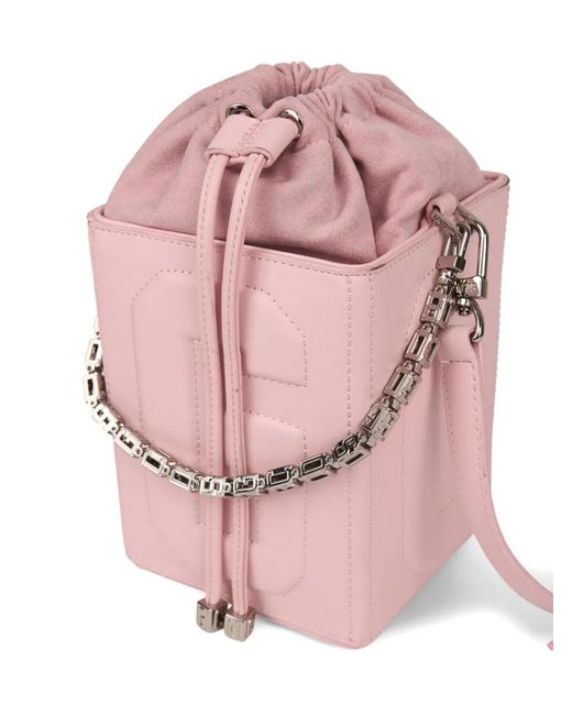 Gcds Pink Logo-Embossed Bucket Bag