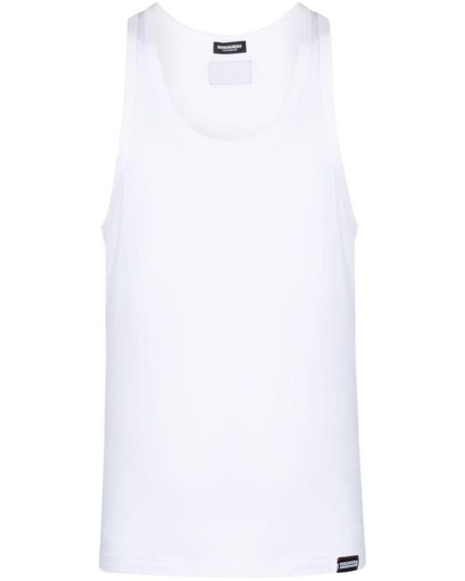 DSquared² White Logo-patch Jersey Tank Top for men