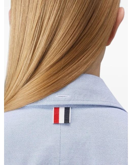 Thom Browne Blue Grosgrain-Trimmed Spread-Collar Shirt