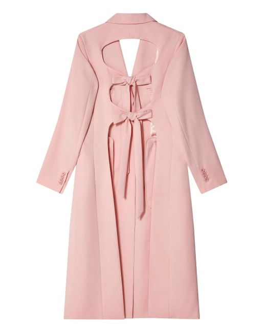 Simone Rocha Pink Cut-Out Bow-Detail Coat