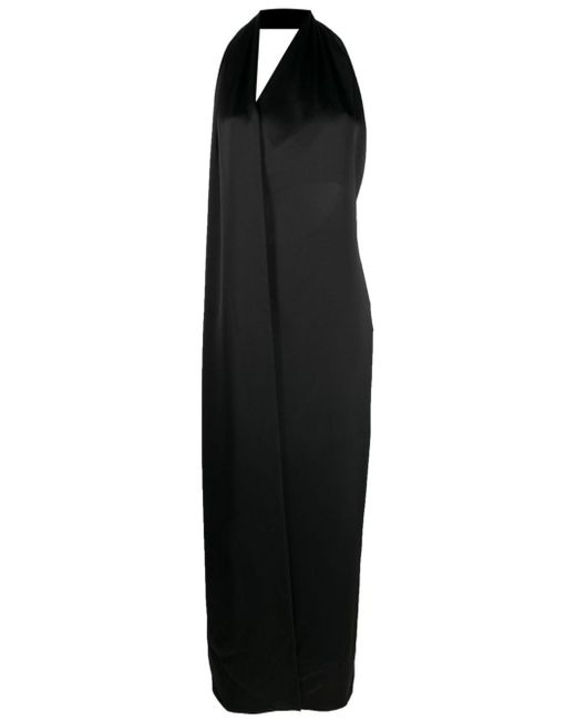Loewe Black Scarf Satin Maxi Dress