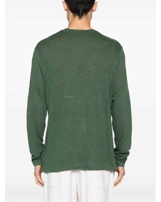 Majestic Filatures Green Mélange Linen-blend T-shirt for men
