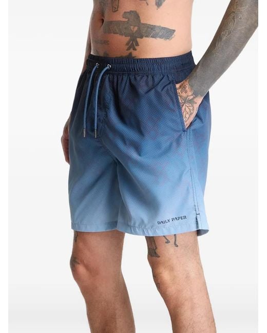 Daily Paper Blue Ombre Shield Swim Shorts for men