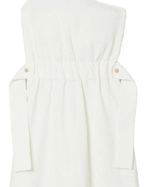 Tory Burch White One-Shoulder Belted Cotton Dress