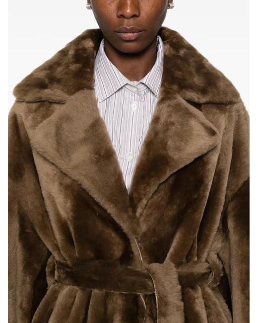 Arma Brown Belted Shearling Coat