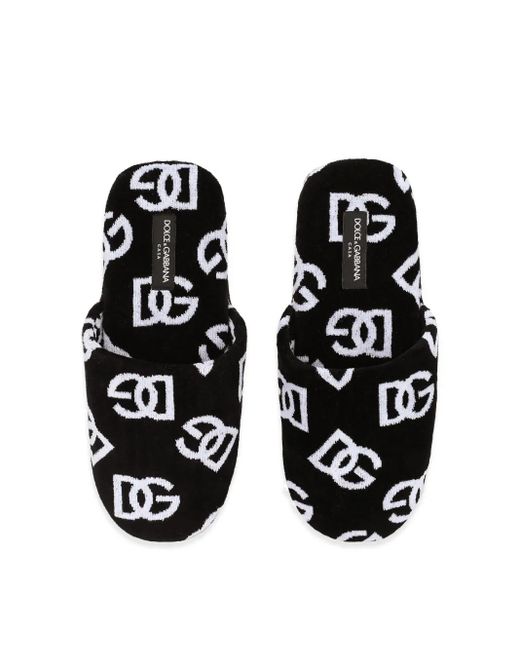 Dolce & Gabbana Black Jacquard Slippers