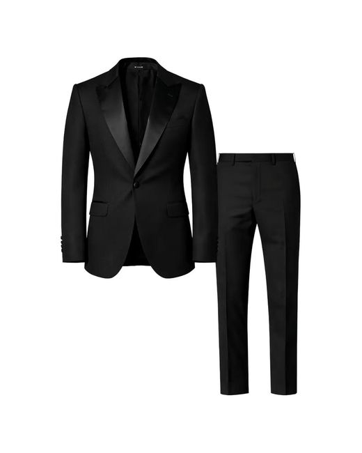 Pal Zileri Black Peak-Lapels Single-Breasted Suit for men