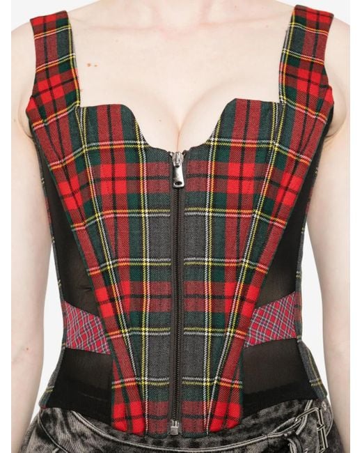 Vivienne Westwood Red Tartan Zip-Front Top