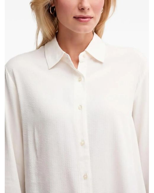 Benetton White Textured Button Shirt