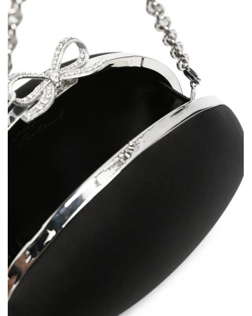 Self-Portrait Black Bow-Clasp Chain-Strap Clutch Bag