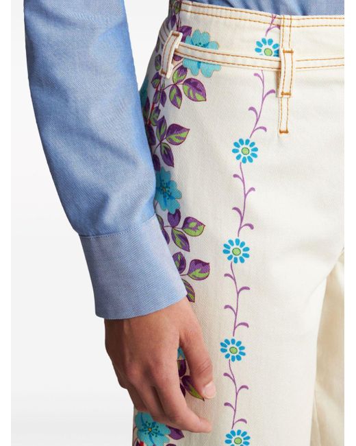 Etro Jeans Met Bloemenprint in het White