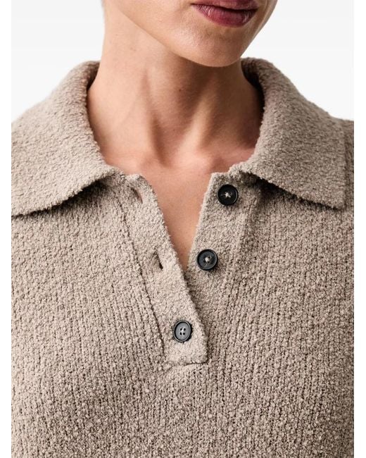 Marc O' Polo Natural Bouclé-Knit Polo Top