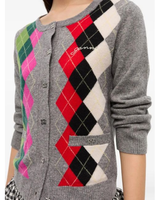 Ganni Multicolor Diamond Cardigan