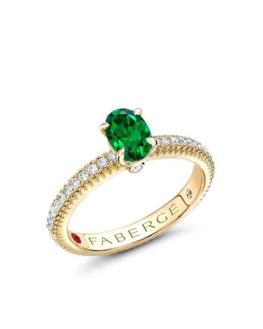 Faberge Green 18kt Yellow Gold Colour Of Love Emerald And Diamond Ring