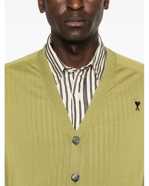 AMI Green Button-Up Cardigan for men