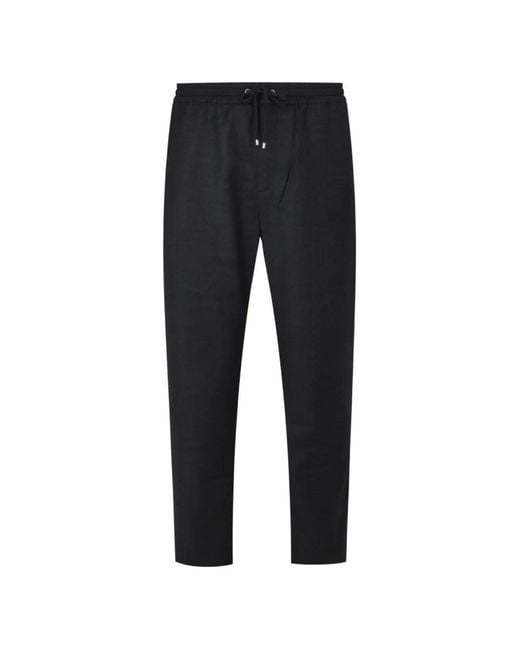Agnona Black Drawstring-Waist Flannel Trousers for men