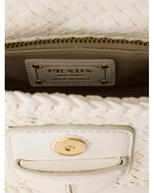 Prada White Woven Leather Mini Bag