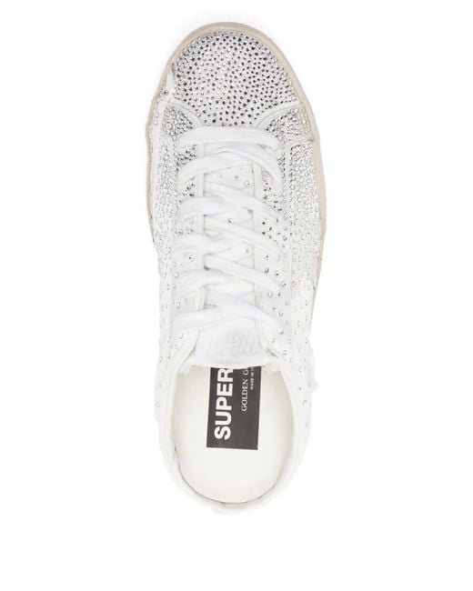 Golden Goose Deluxe Brand White Super-Star Sabot Ltd Trainers With Suede Star And Swarovski Crystals