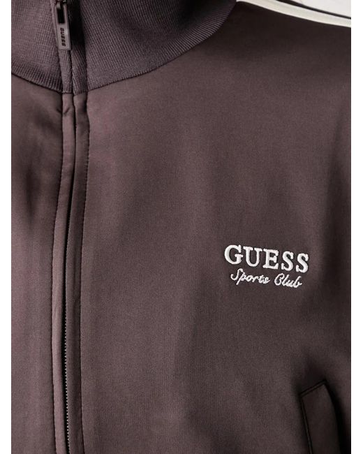 Guess Black Logo-Embroidered Side-Stripe Jacket