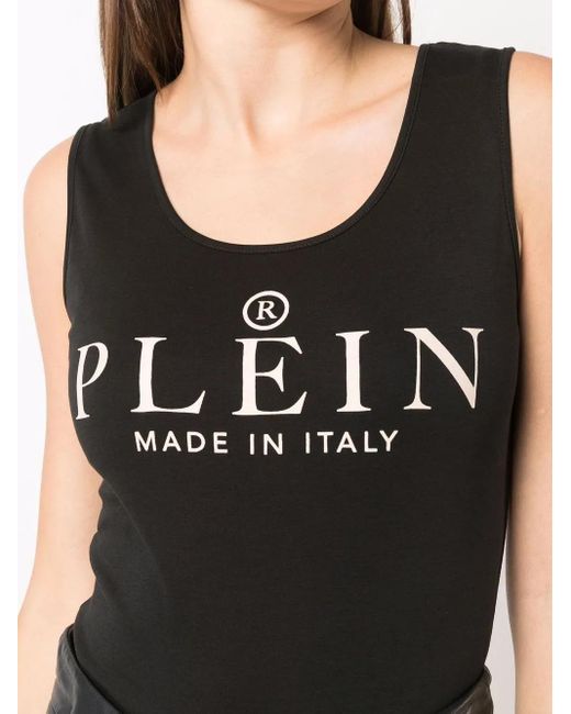 Philipp Plein Black Logo-Print Tank Top