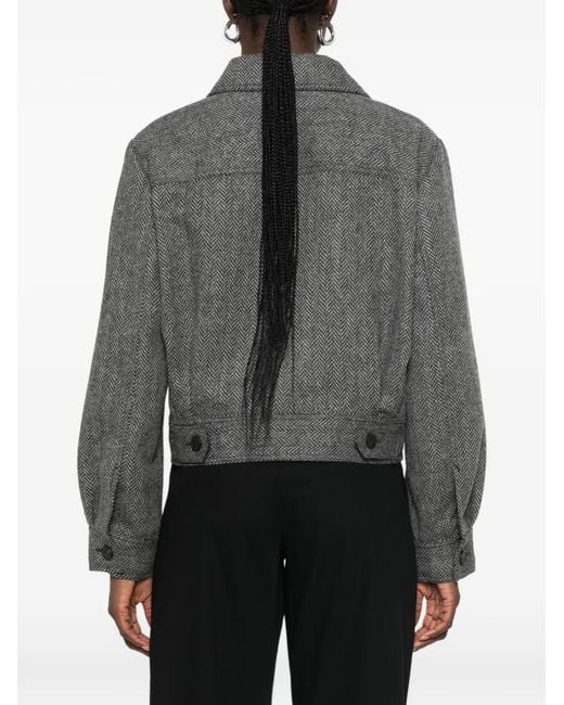 Weekend by Maxmara Gray Herringbone-Pattern Wool Jacket