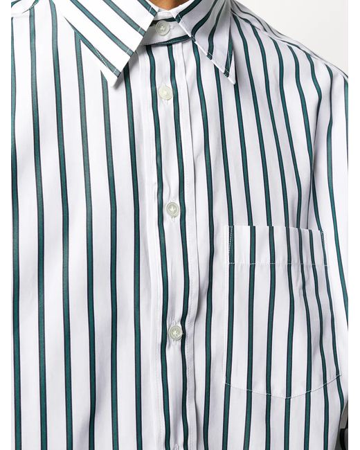 Lanvin White Vertical-Stripe Blouson Shirt for men