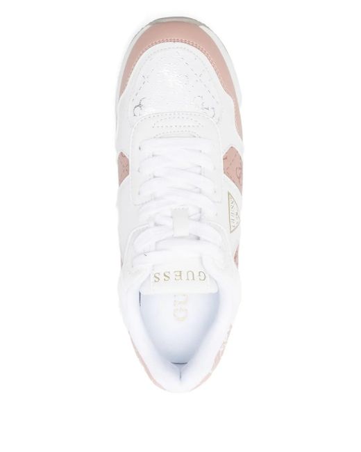 Guess White Kynneth Logo-Detail Platform Sneakers