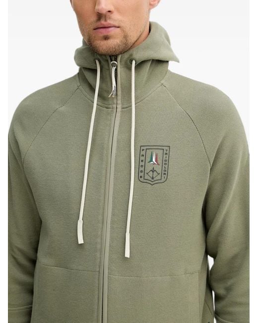 Aeronautica Militare Green Logo-Patch Panelled Hoodie for men