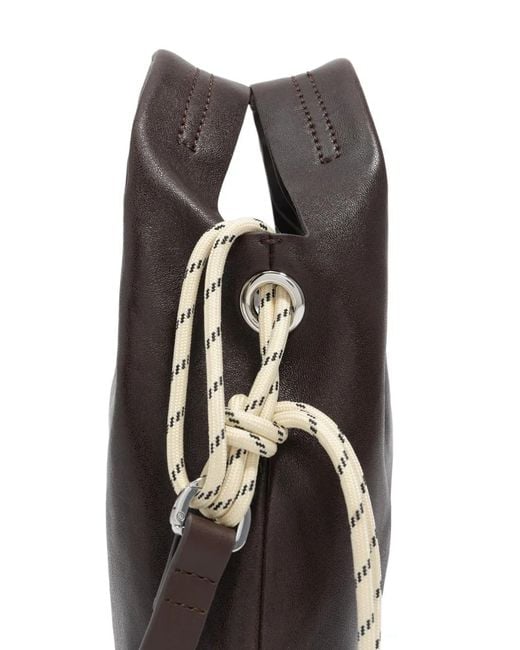 Bimba Y Lola Black Rope-Detail Leather Tote Bag