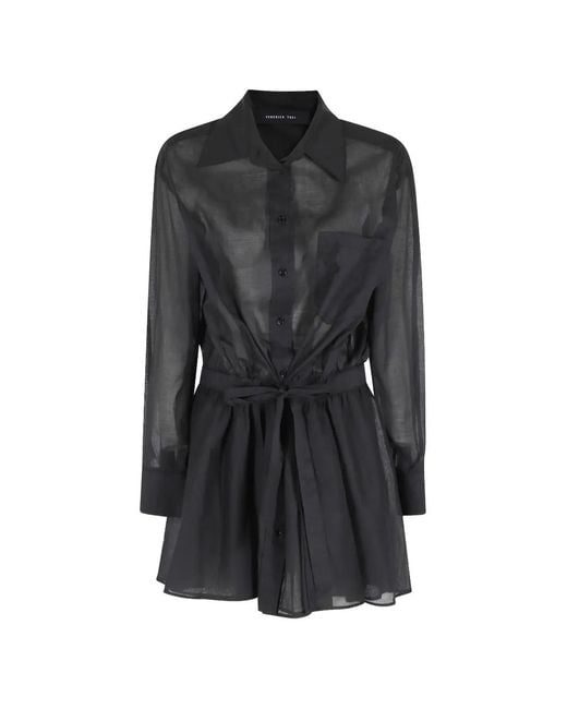FEDERICA TOSI Black Drawstring-Waist Muslin Dress