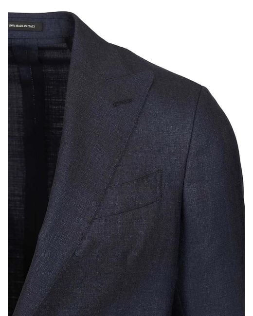Al Duca D'aosta Blue Peak-Lapel Single-Breasted Blazer for men