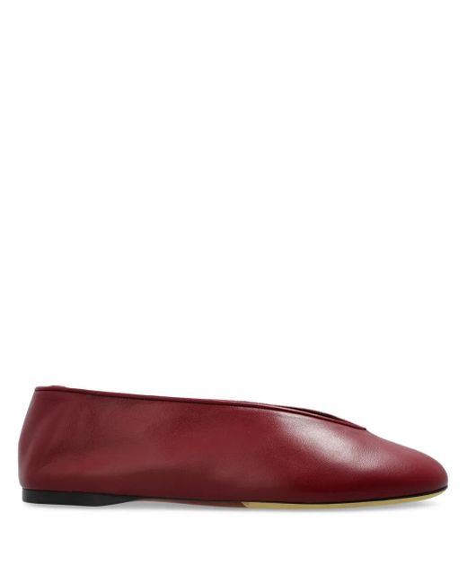 Moschino Red Leather Ballet Flats