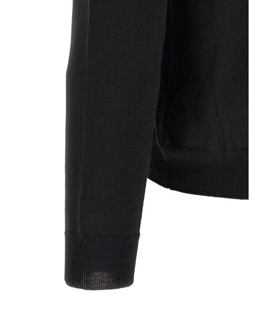 Zanone Black Ribbed-Knit Roll-Neck Sweater for men