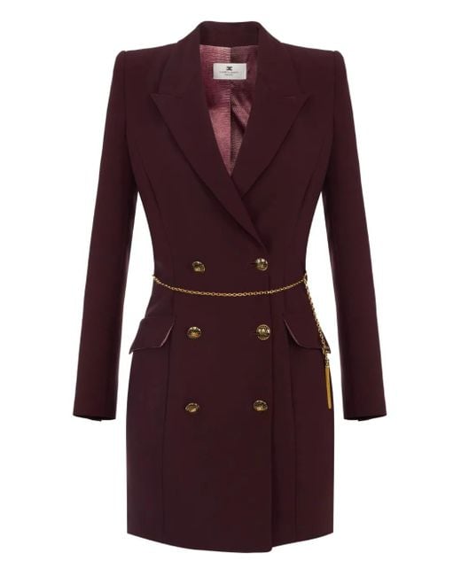 Vestido corto con doble botonadura Elisabetta Franchi de color Purple