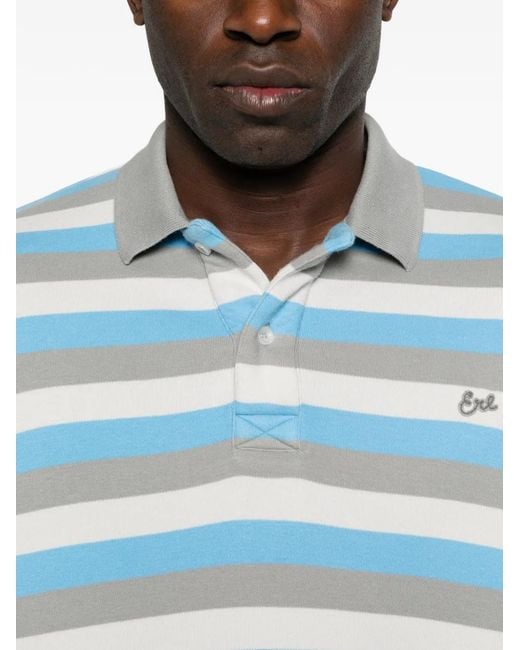 ERL Blue Striped Polo Shirt