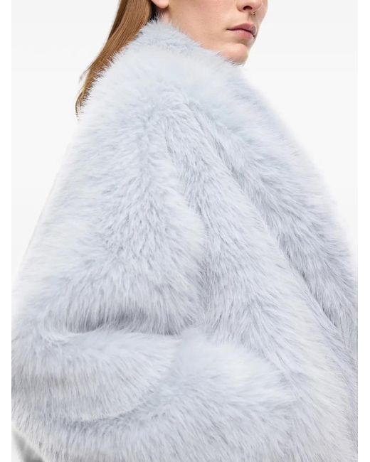 Pinko Blue Faux Fur Blouson Jacket With Belt