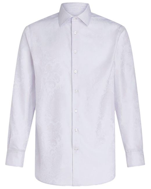 Etro White Jacquard Cotton Shirt for men